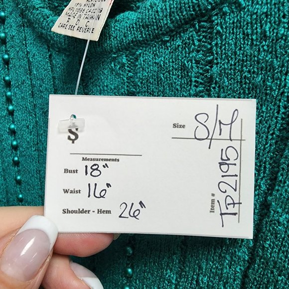 Vintage Just Nort Green knit Beaded Sweater - Picture 11 of 11